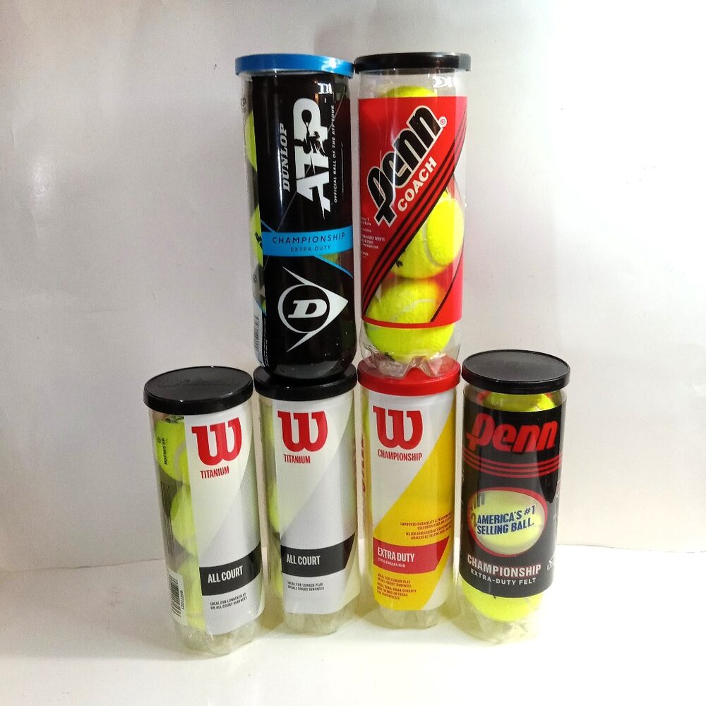 6 pks. (3pcs ea/pk) Tennis Balls All new-sealed (Wilson-Penn Coach-Dunlo…